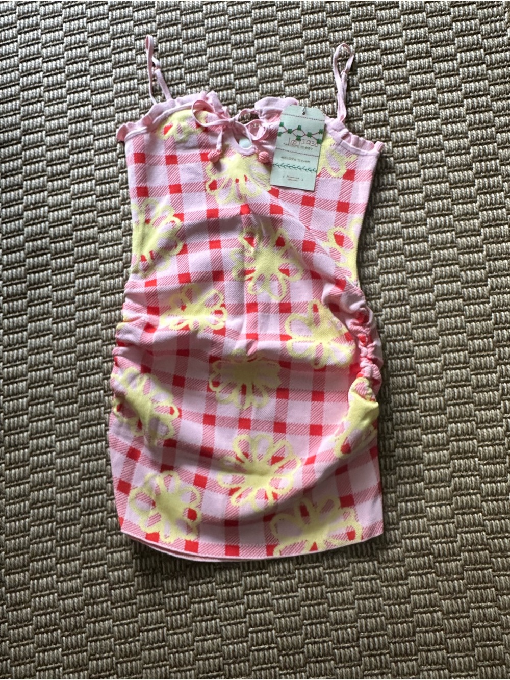 FARM Rio Pink and Red Plaid Floral Mini Dress